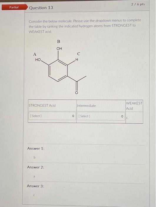 Solved Consider The Below Molecule. Please Use The Dropdown | Chegg.com