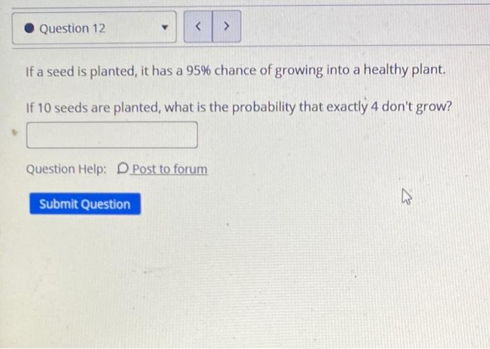 Solved Question 12 If a seed is planted, it has a 95% | Chegg.com