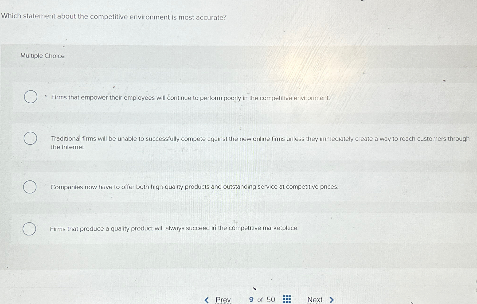 Solved Which statement about the competitive environment is | Chegg.com
