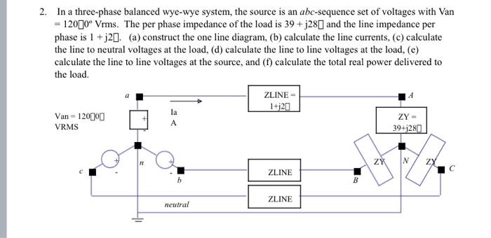 Solved 2. In a three-phase balanced wye-wye system, the | Chegg.com