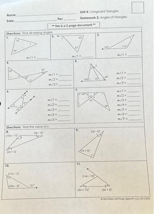 unit 4 homework 2 angles of triangles