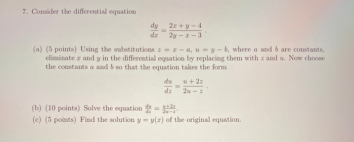 Solved 7 Consider The Differential Equation 2x Y 4 Dy Dx Chegg Com