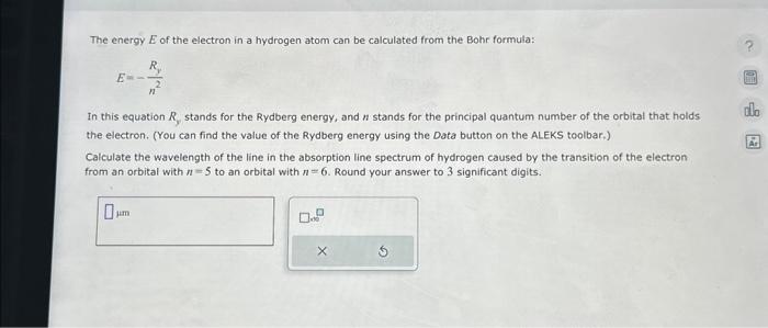 Solved The energy E of the electron in a hydrogen atom can | Chegg.com