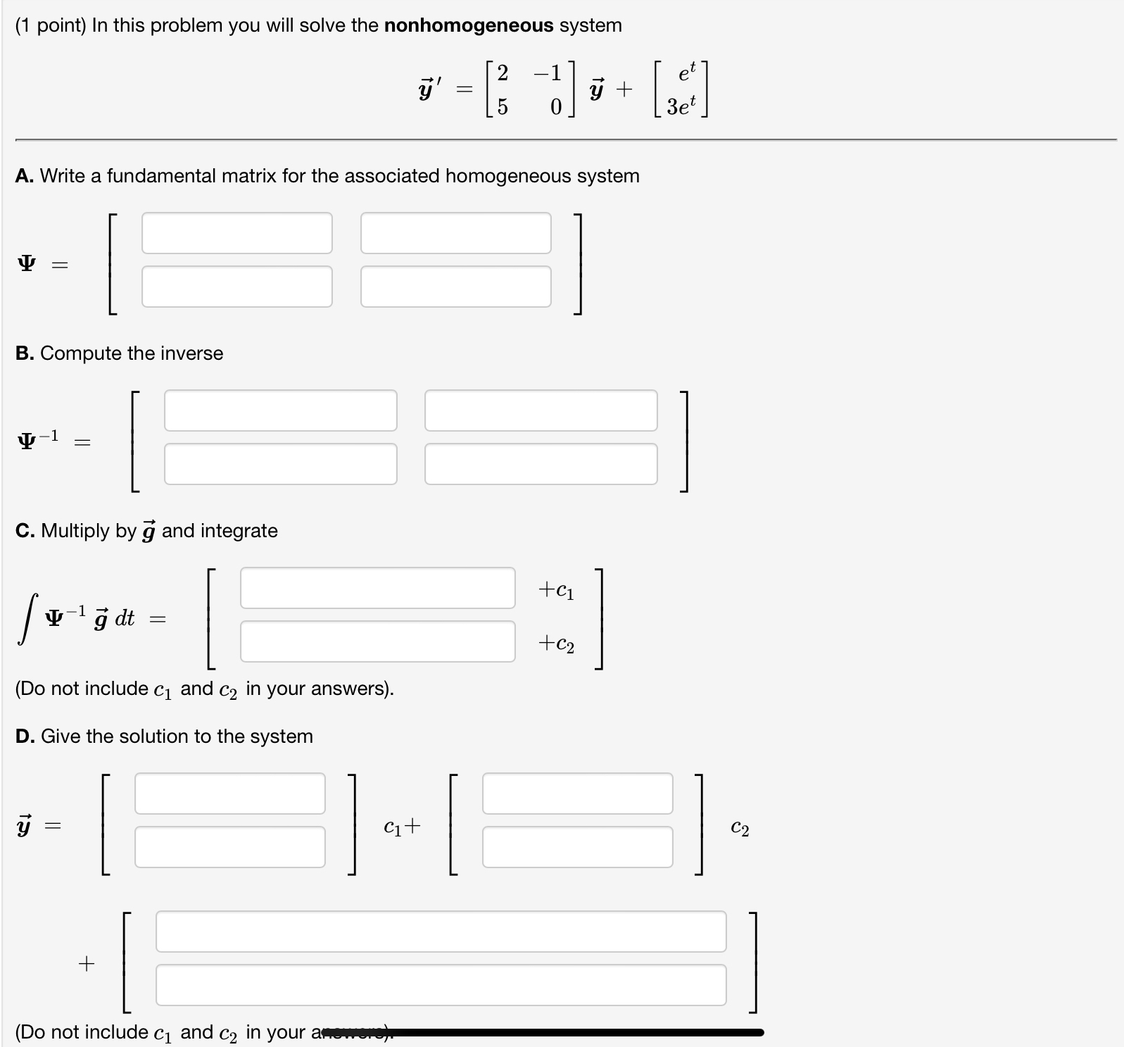 Solved (1 ﻿point) ﻿In this problem you will solve the | Chegg.com
