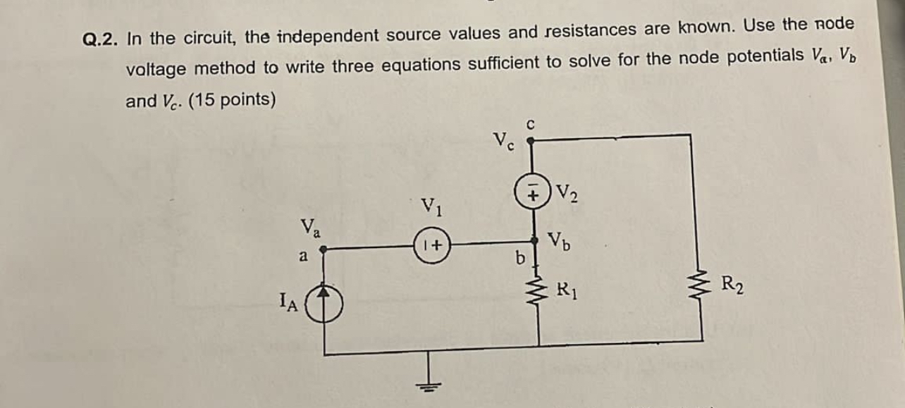 Solved Q.2. ﻿In the circuit, the independent source values | Chegg.com