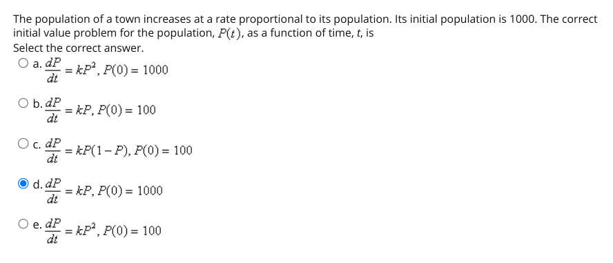 Solved The population of a town increases at a rate | Chegg.com