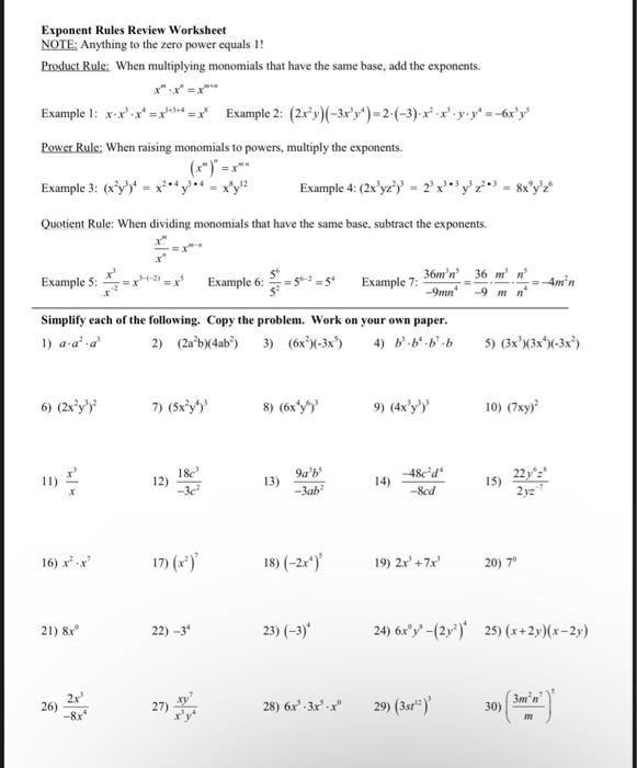 One (1) Exponent Rule — Definition & Examples - Expii