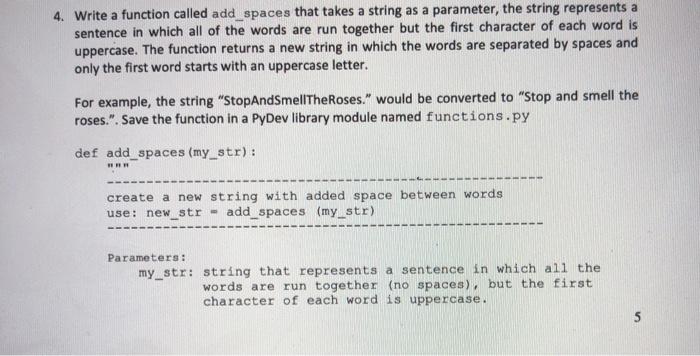 Solved in python with a functions.py and a testing.py file | Chegg.com