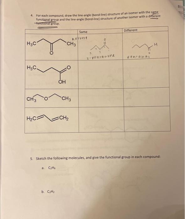 Solved 4. For each compound, draw the line-angle (bond-line) | Chegg.com