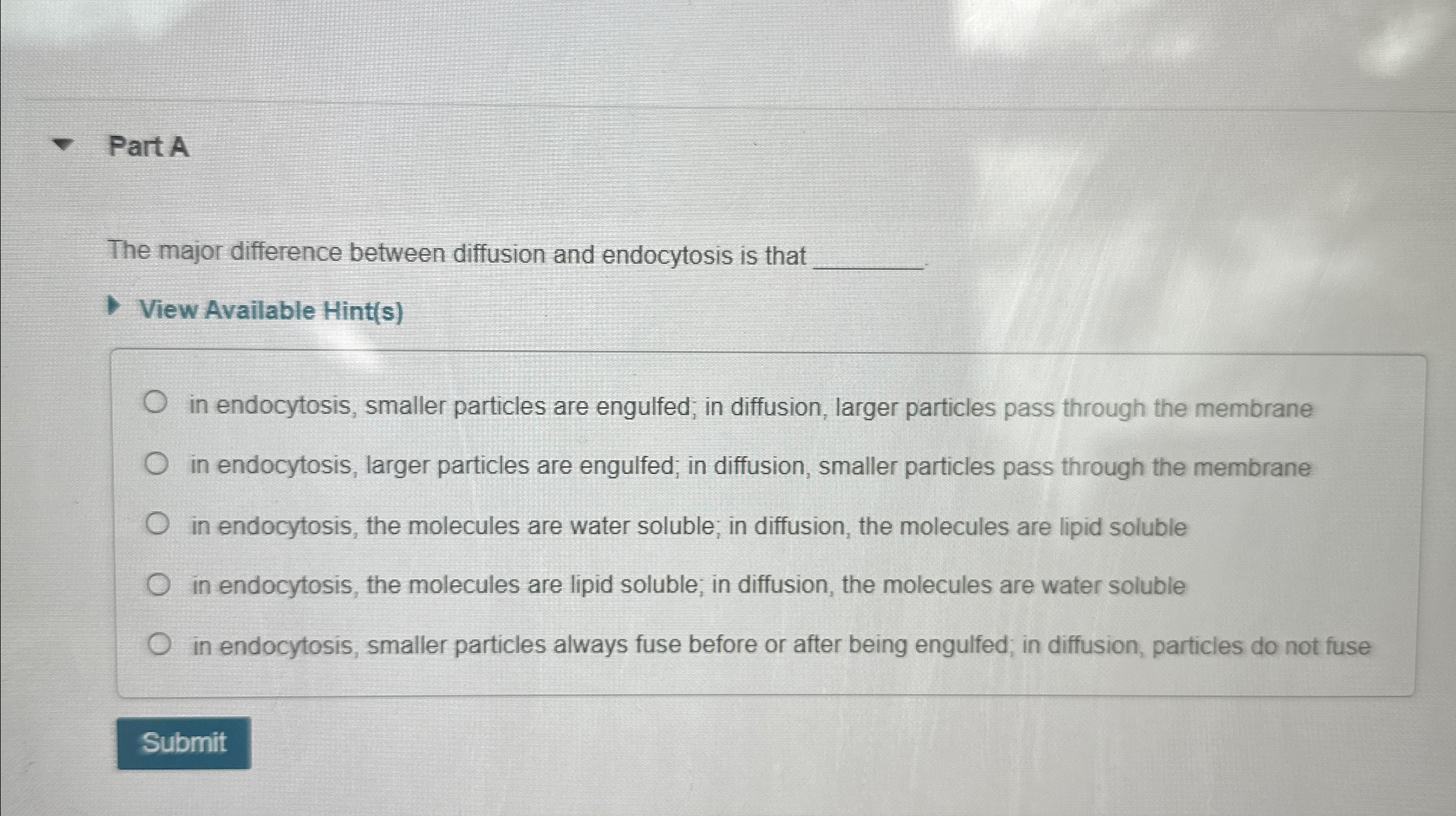 Solved Part AThe major difference between diffusion and | Chegg.com