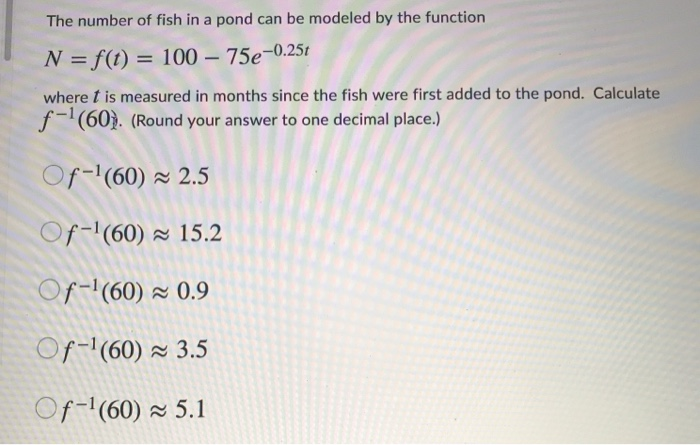 Fish Math Function Solved The number of fish in a pond can be modeled by the | Chegg.com