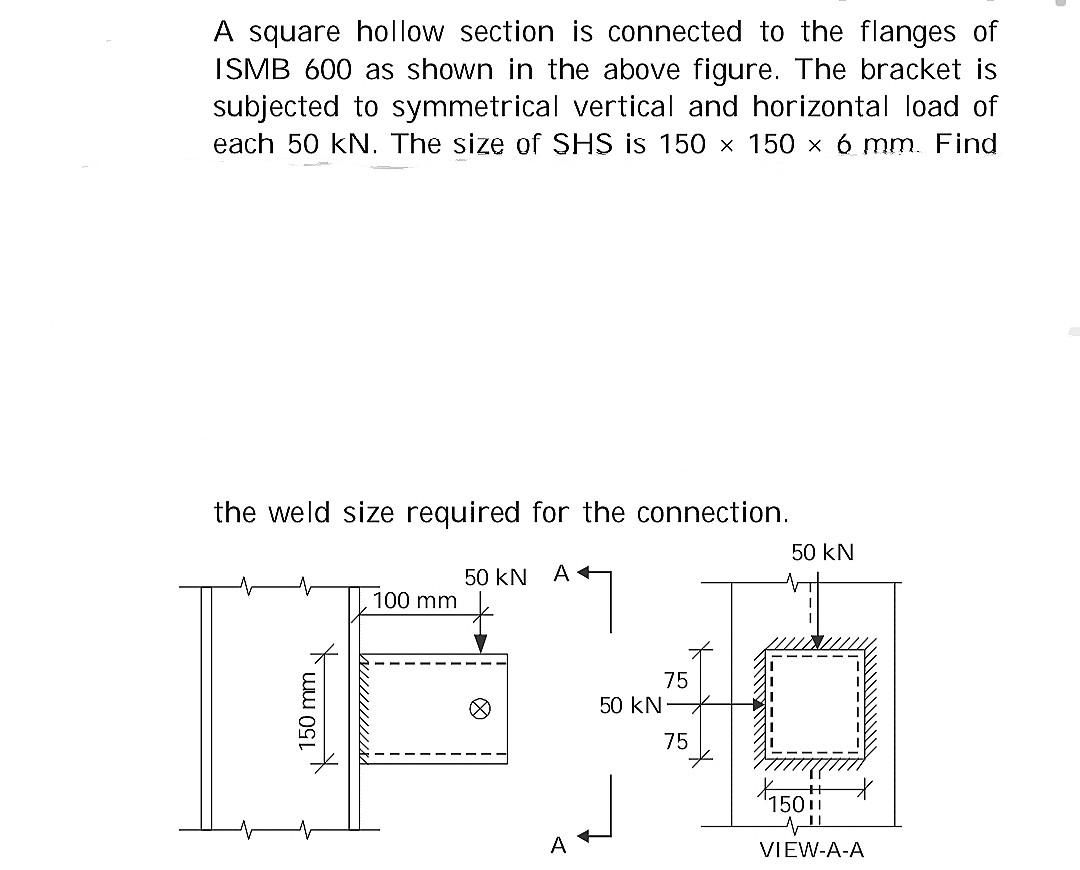 Solved A square hollow section is connected to the flanges | Chegg.com