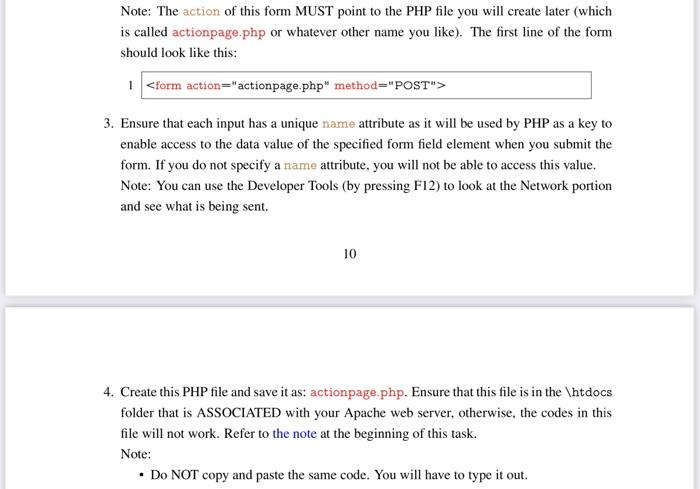 Solved Task 2: Accessing the form data in PHP Note For this | Chegg.com