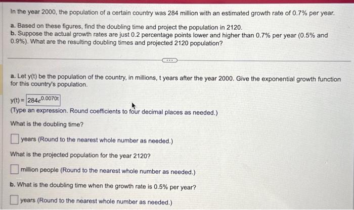 Solved In the year 2000 , the population of a certain | Chegg.com