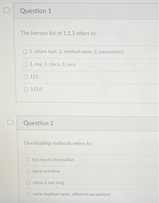 question 1 iverson