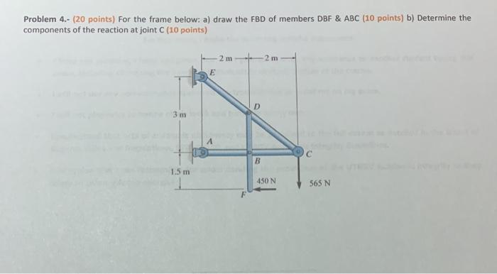 Solved Problem 4.- (20 points) For the frame below: a) draw | Chegg.com