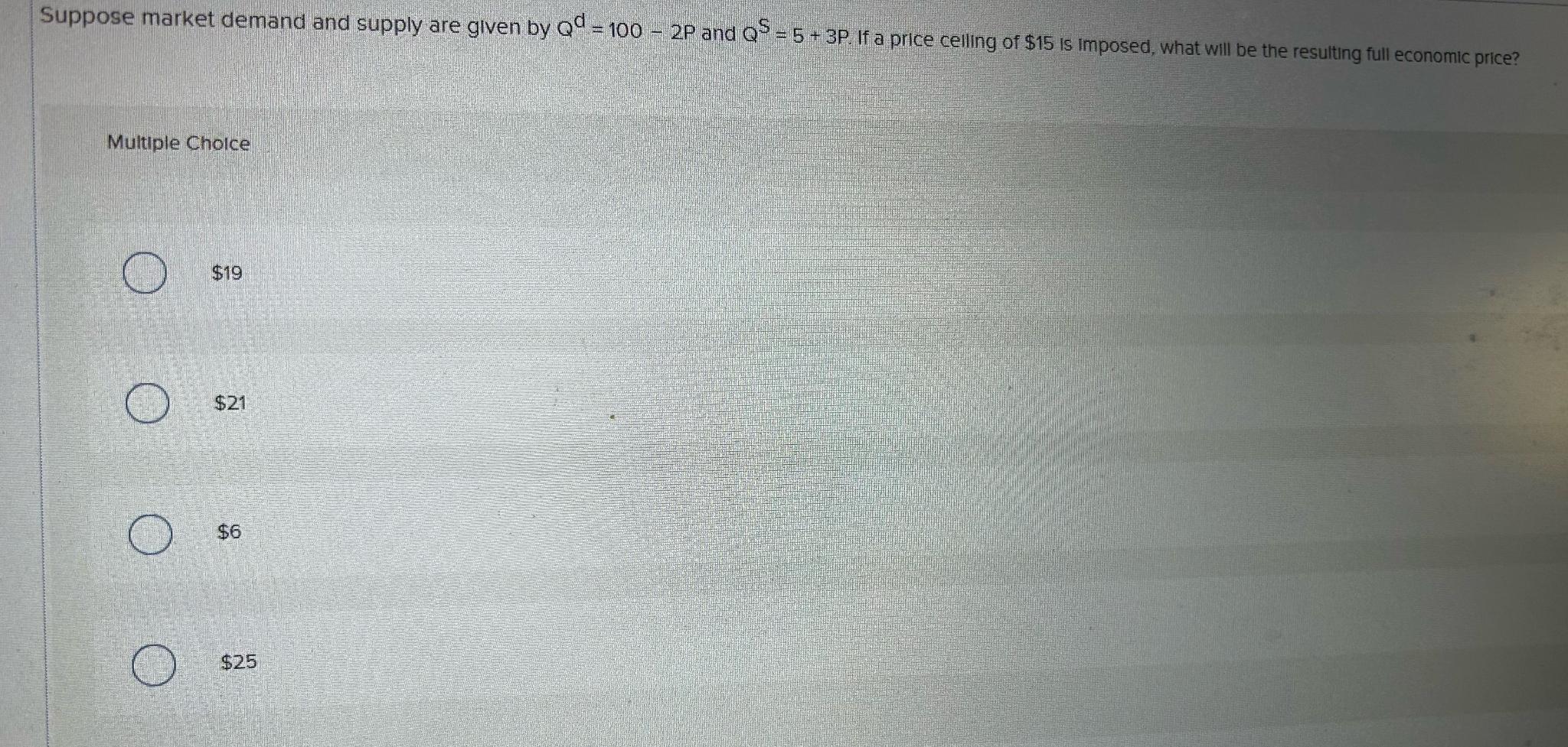 Solved Suppose market demand and supply are given by | Chegg.com