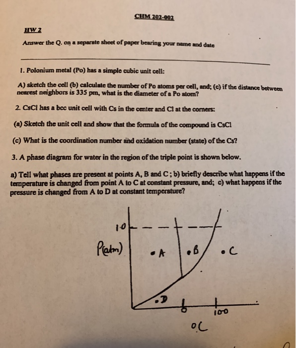 Solved Chm 202 002 Hw 2 Answer The Q On A Separate Sheet