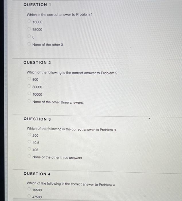 Solved Which is the correct answer to Problem 1 16000 75000 | Chegg.com