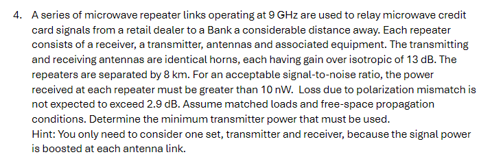 A series of microwave repeater links operating at | Chegg.com