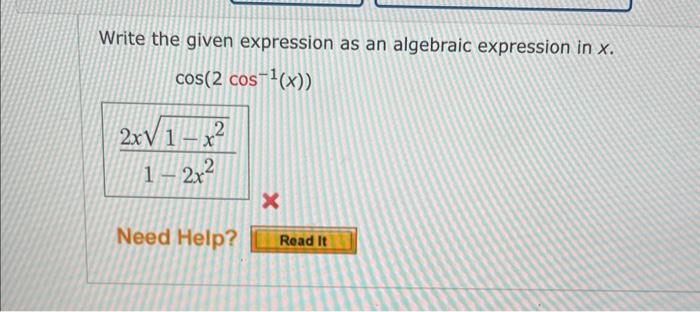 Solved Write the given expression as an algebraic expression | Chegg.com