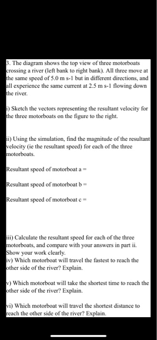 Solved 3. The Diagram Shows The Top View Of Three Motorboats | Chegg.com