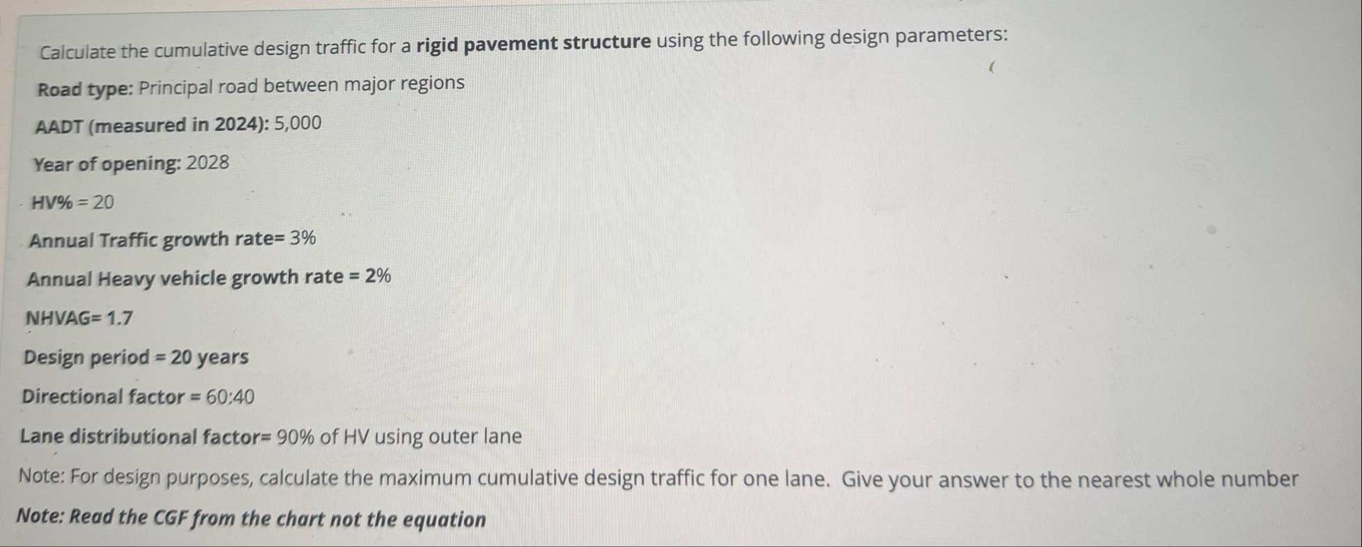 Solved Calculate the cumulative design traffic for a rigid | Chegg.com