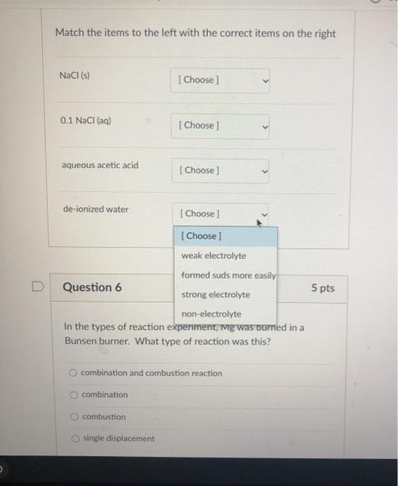 Solved Match the items to the left with the correct items on | Chegg.com