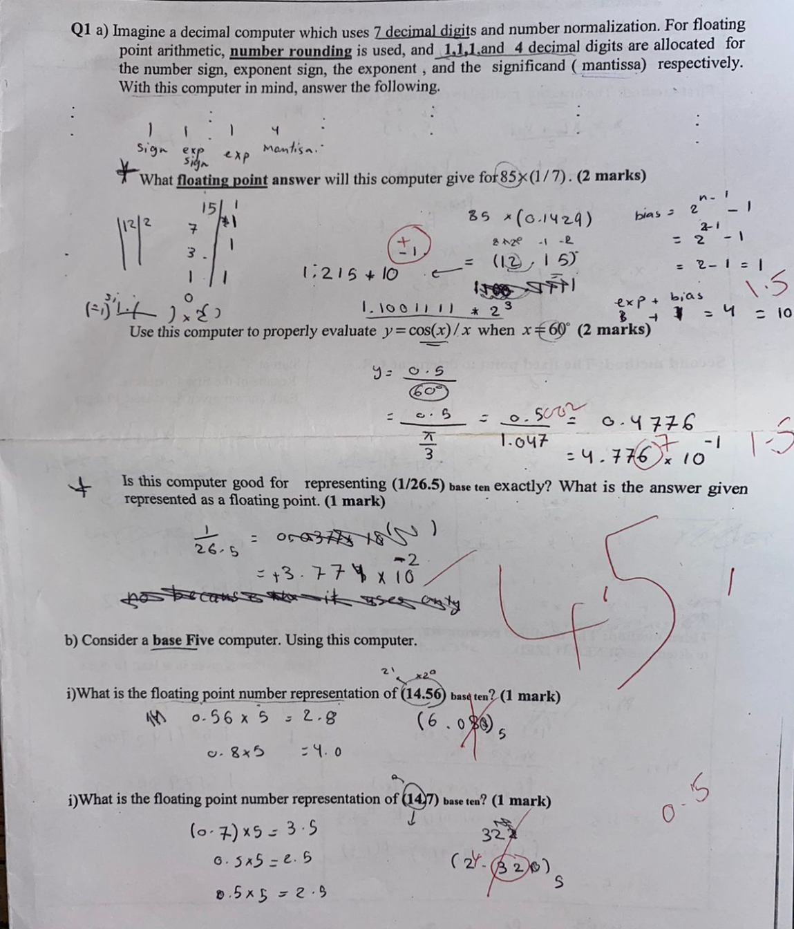 Solved Q1 ﻿a) ﻿Imagine a decimal computer which uses 7 | Chegg.com