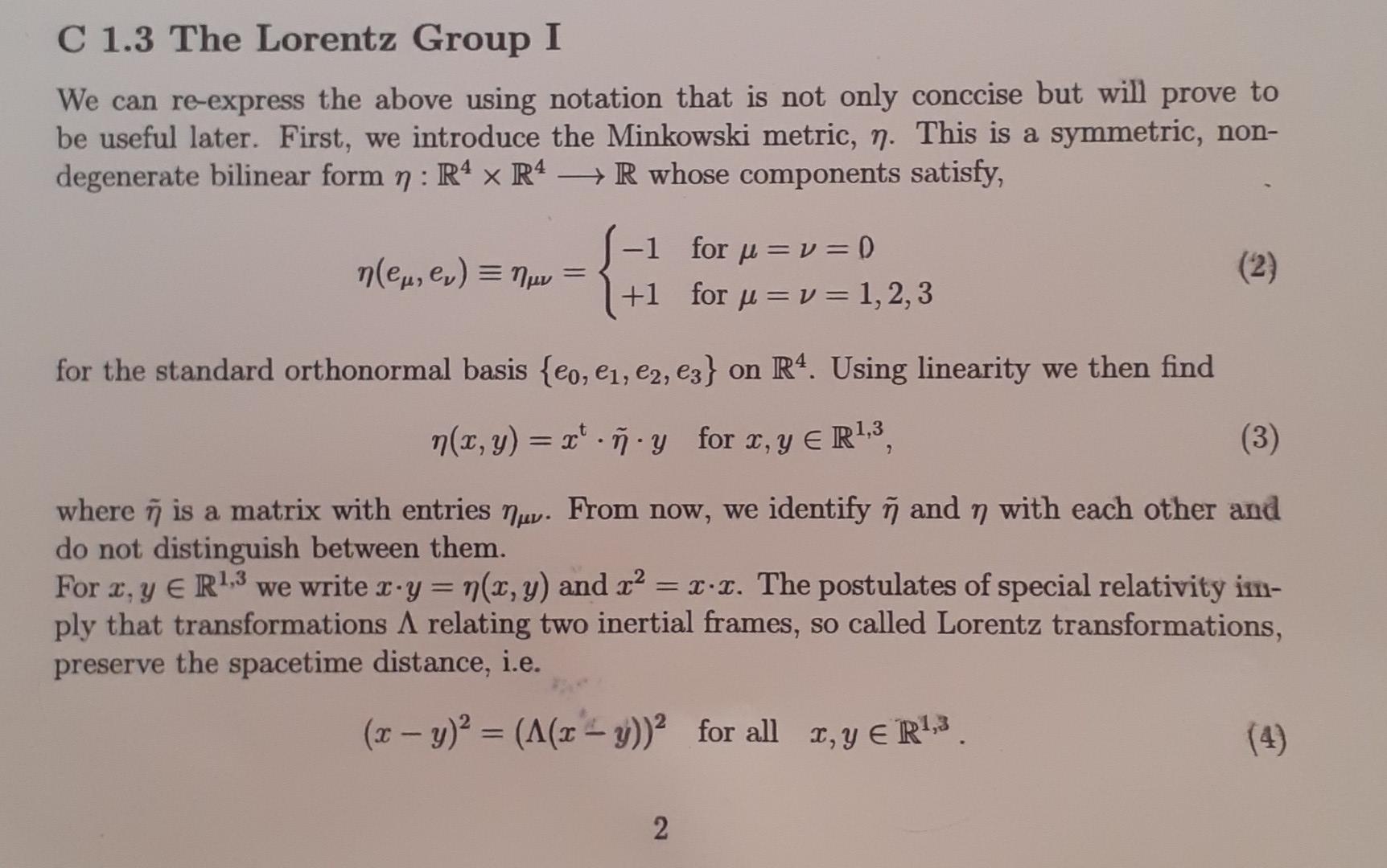 Solved C 1.3 The Lorentz Group I We can re-express the above | Chegg.com