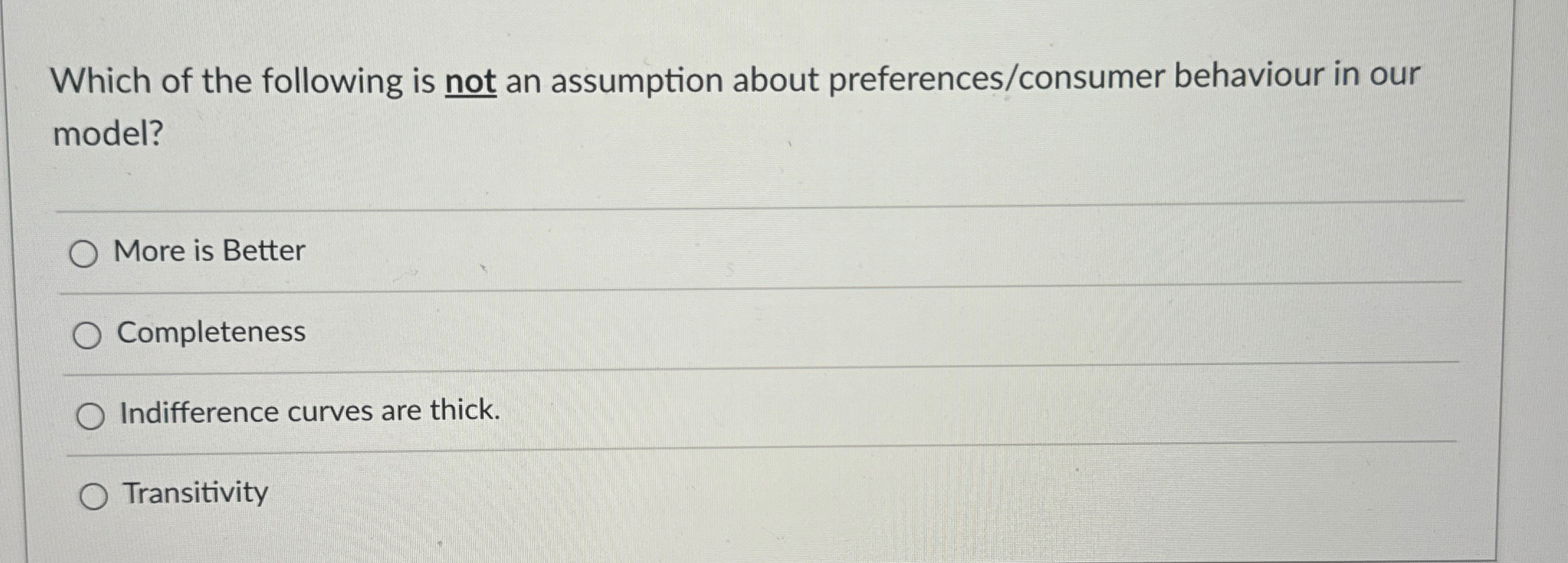 Solved Which Of The Following Is Not An Assumption About | Chegg.com