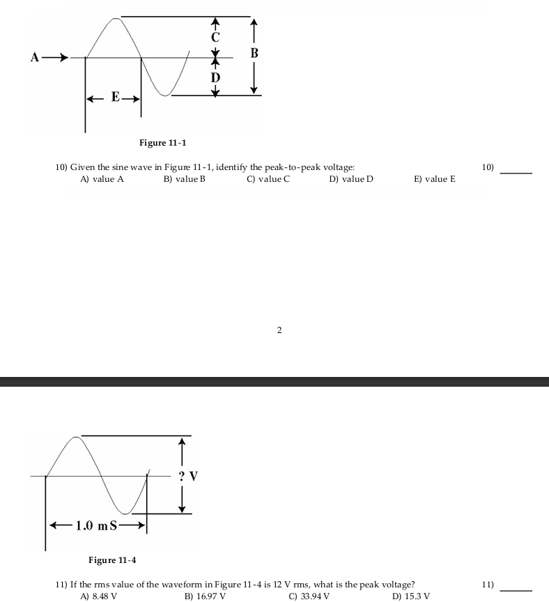 Solved Given the sine wave in Figure 11-1, ﻿identify the | Chegg.com