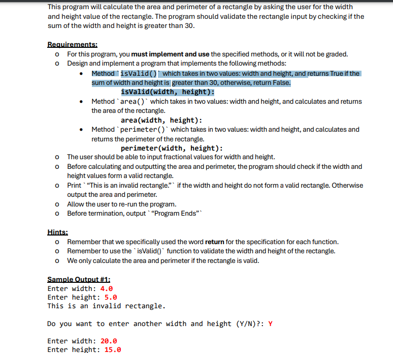 This program will calculate the area and perimeter of | Chegg.com