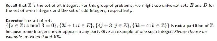 Solved Recall that Z is the set of all integers. For this | Chegg.com