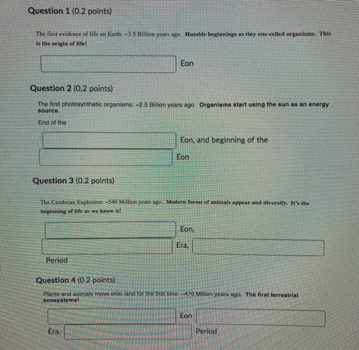 Solved Using the Geologic Time Scale provided, give the | Chegg.com
