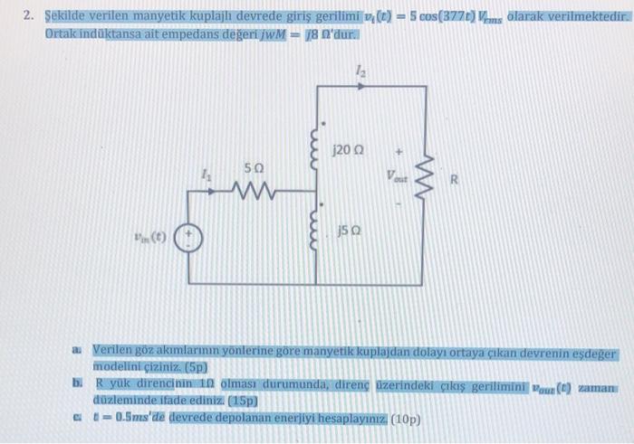 Solved Input Voltage In The Magnetically Coupled Circuit | Chegg.com