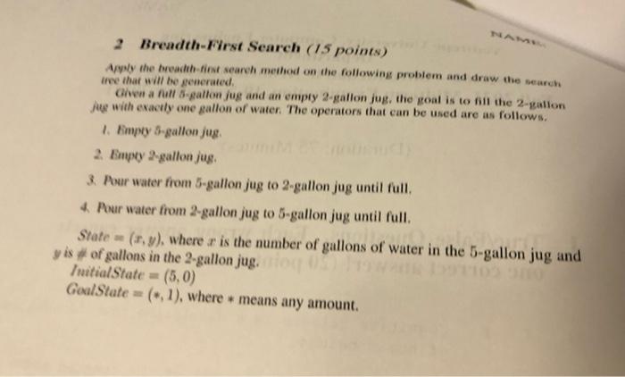 Solved 2 Breadth-First Search (15 points) Apply the breadth | Chegg.com