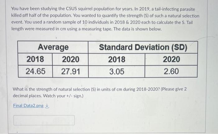 You have been studying the CSUS squirrel population | Chegg.com