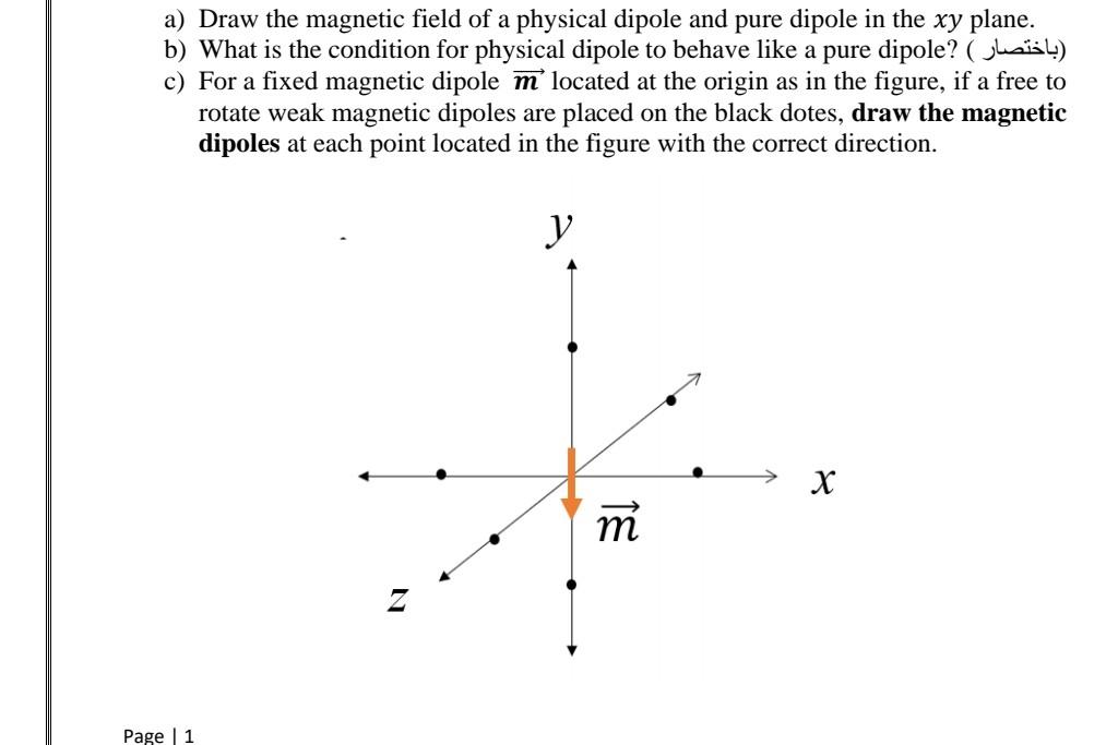 Solved a) Draw the magnetic field of a physical dipole and | Chegg.com