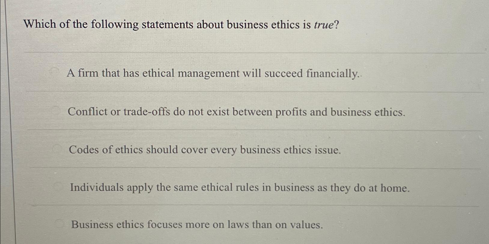 Solved Which of the following statements about business | Chegg.com
