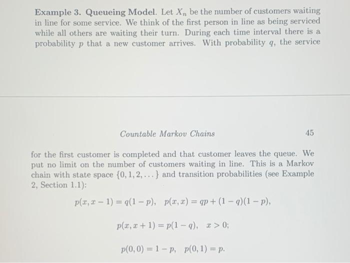 2.1 Consider the queueing model (Example 3 of Section | Chegg.com