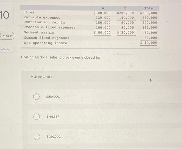Solved Assume the following information for a company that | Chegg.com