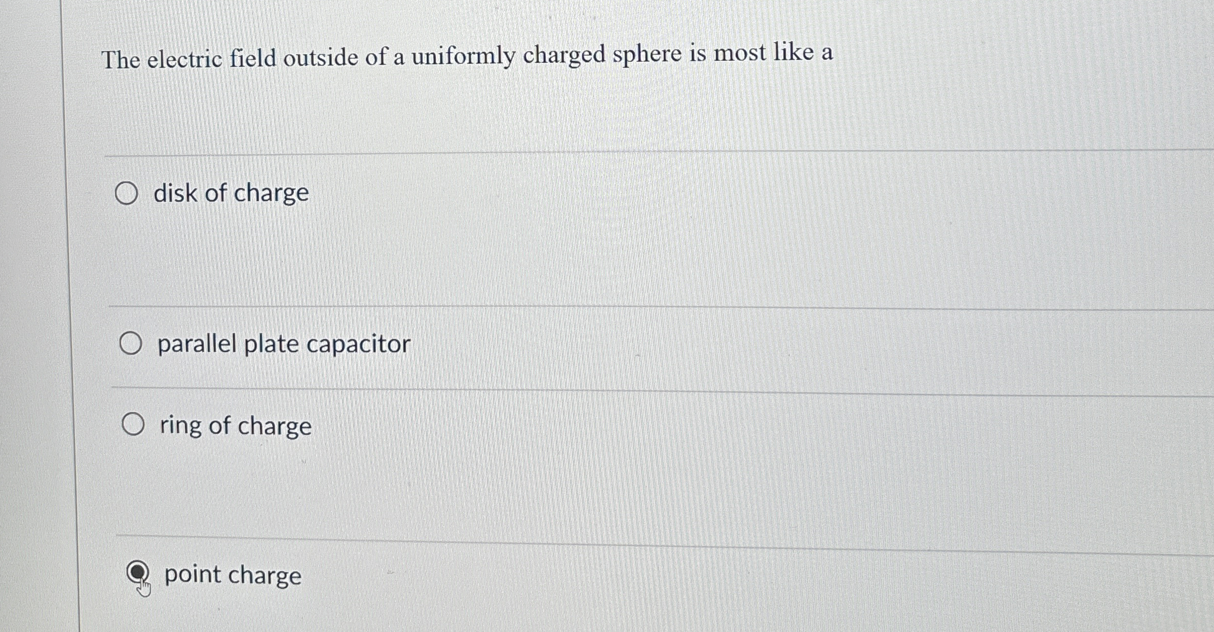 Solved The electric field outside of a uniformly charged | Chegg.com