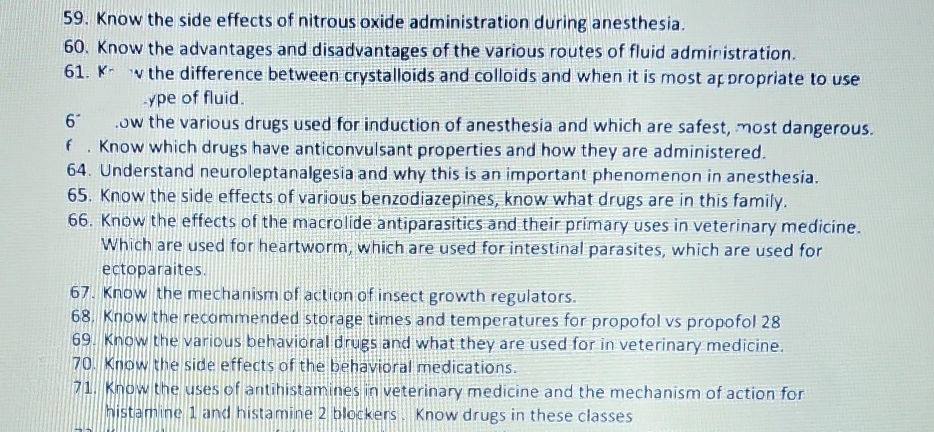 Solved 59. Know the side effects of nitrous oxide