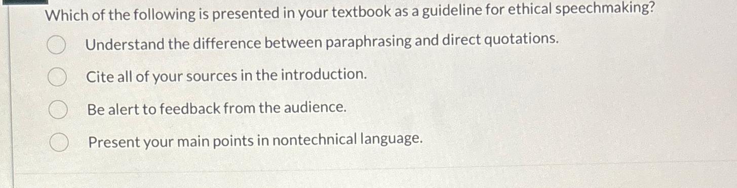 Solved Which Of The Following Is Presented In Your Textbook | Chegg.com