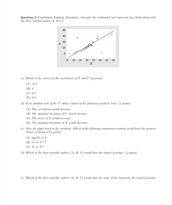 Solved Question 2 Correlation Analysis. 20 points). Consider | Chegg.com