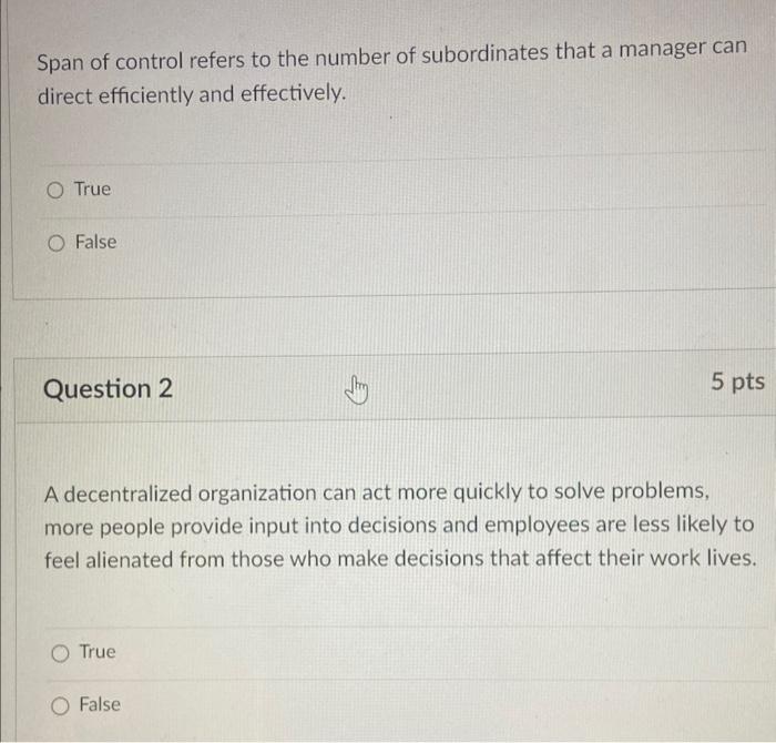 span of control refers to the number of subordinates