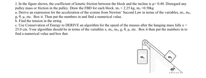 Solved 2. In the figure shown, the coefficient of kinetic | Chegg.com