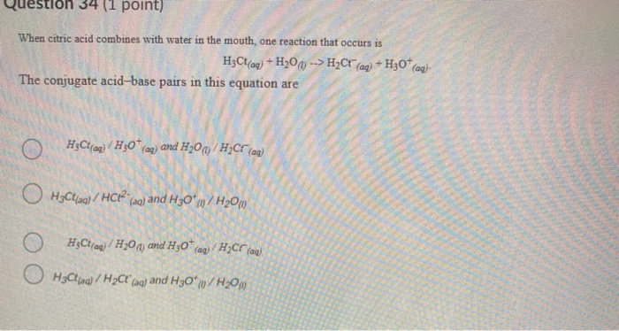 Solved Question 29 (1 Point) Equal Volumes Of Two Solutions | Chegg.com