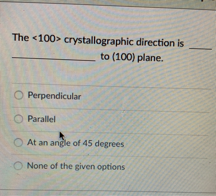 Solved The Crystallographic Direction Is To (100) | Chegg.com